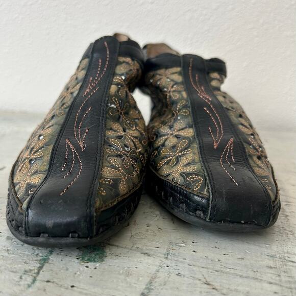 PIKOLINOS Black and Gold Floral Mules - Picture 6 of 14